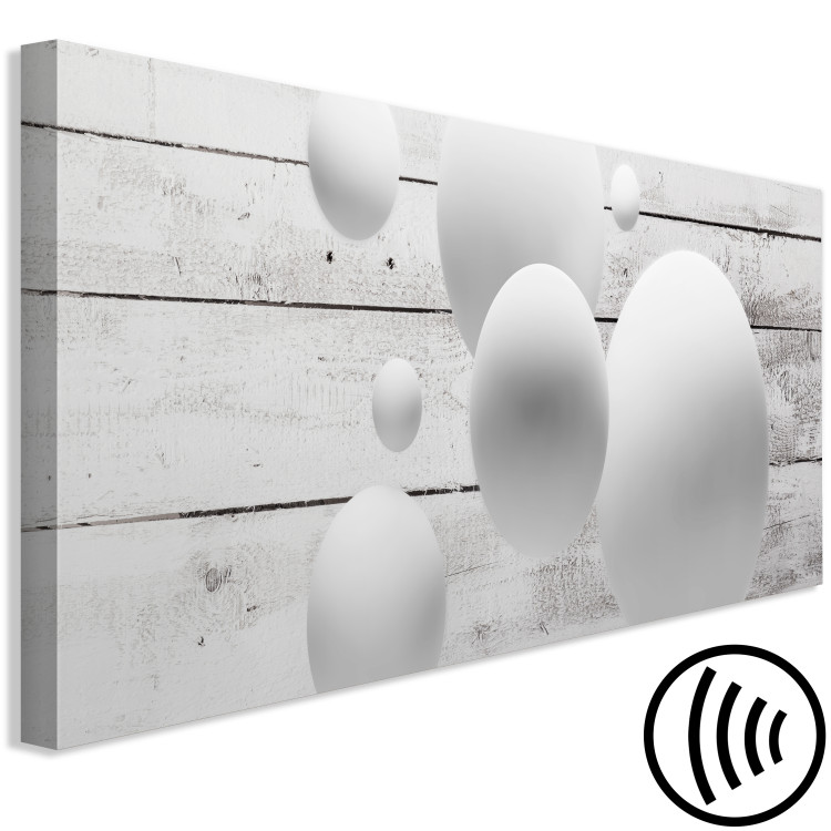 Canvas Art Print Spheres and Boards (1-part) Narrow - 3D Spheres on Wooden Texture 107909 additionalImage 6