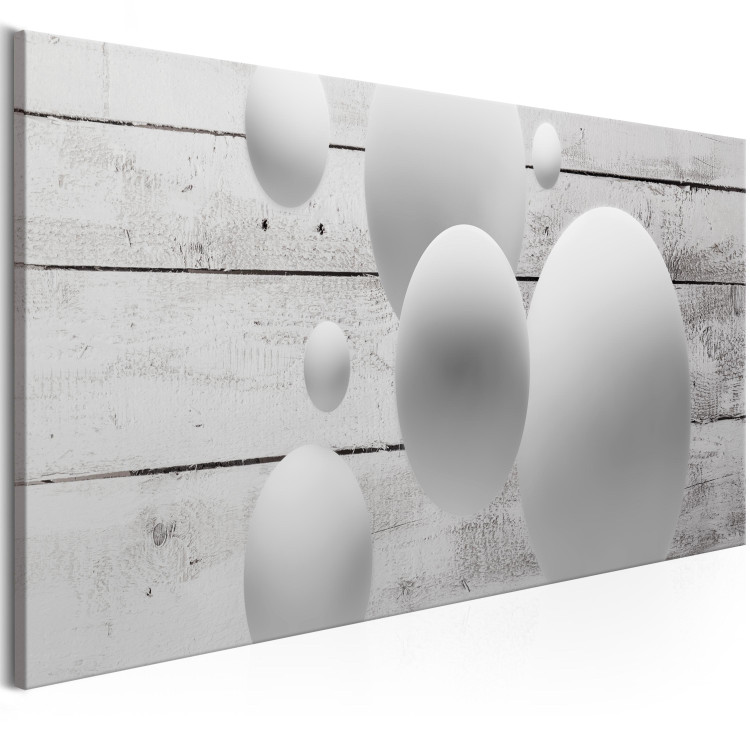 Canvas Art Print Spheres and Boards (1-part) Narrow - 3D Spheres on Wooden Texture 107909 additionalImage 2