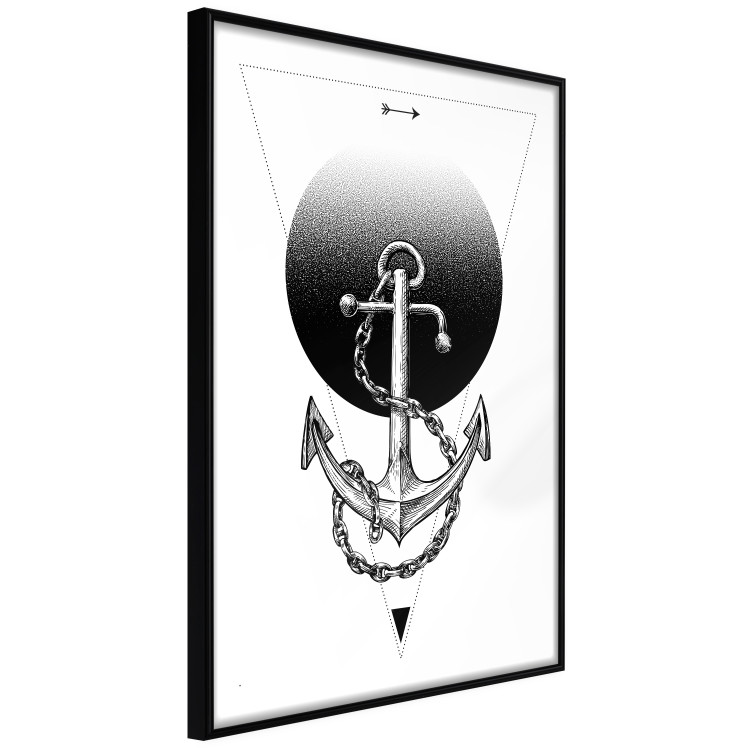 Poster Anchor - black and white geometric composition with an anchor and a triangle 114309 additionalImage 10