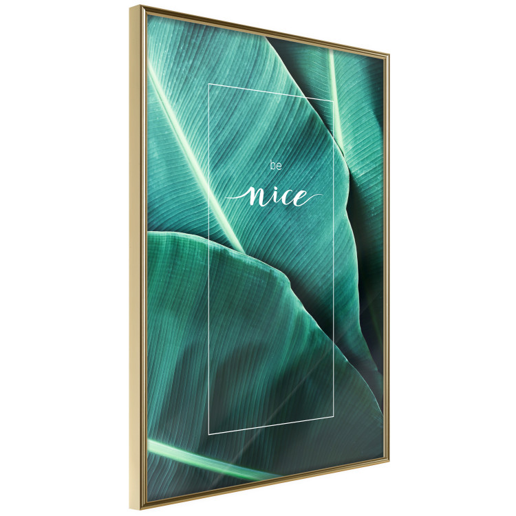 Poster Be nice - composition with tropical green leaves and English texts 115009 additionalImage 12