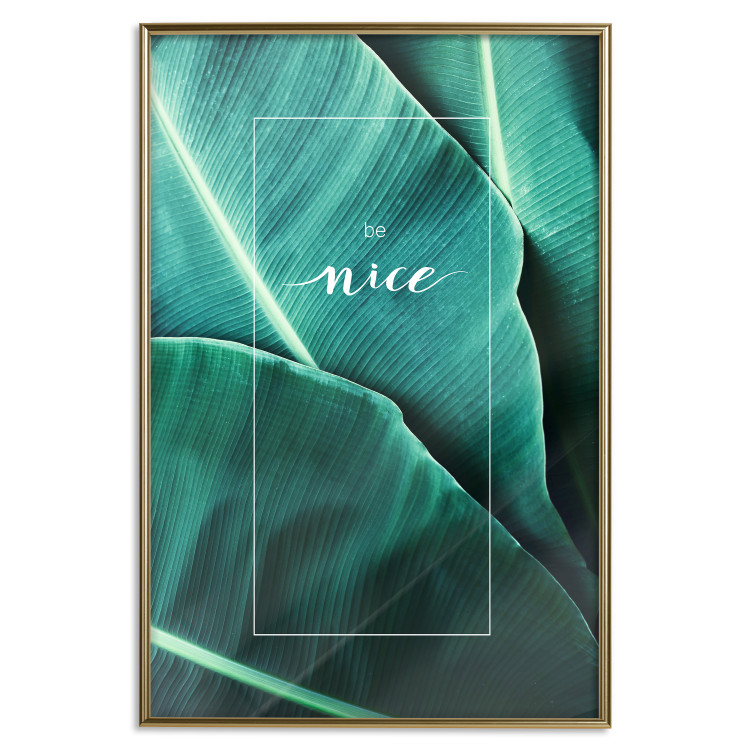 Poster Be nice - composition with tropical green leaves and English texts 115009 additionalImage 16