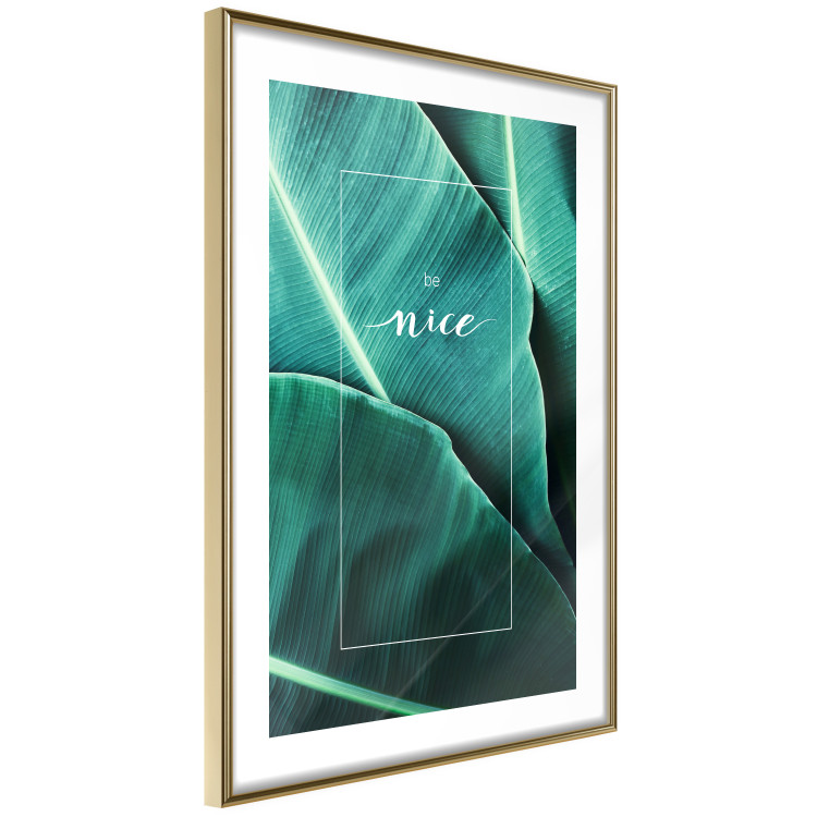 Poster Be nice - composition with tropical green leaves and English texts 115009 additionalImage 6