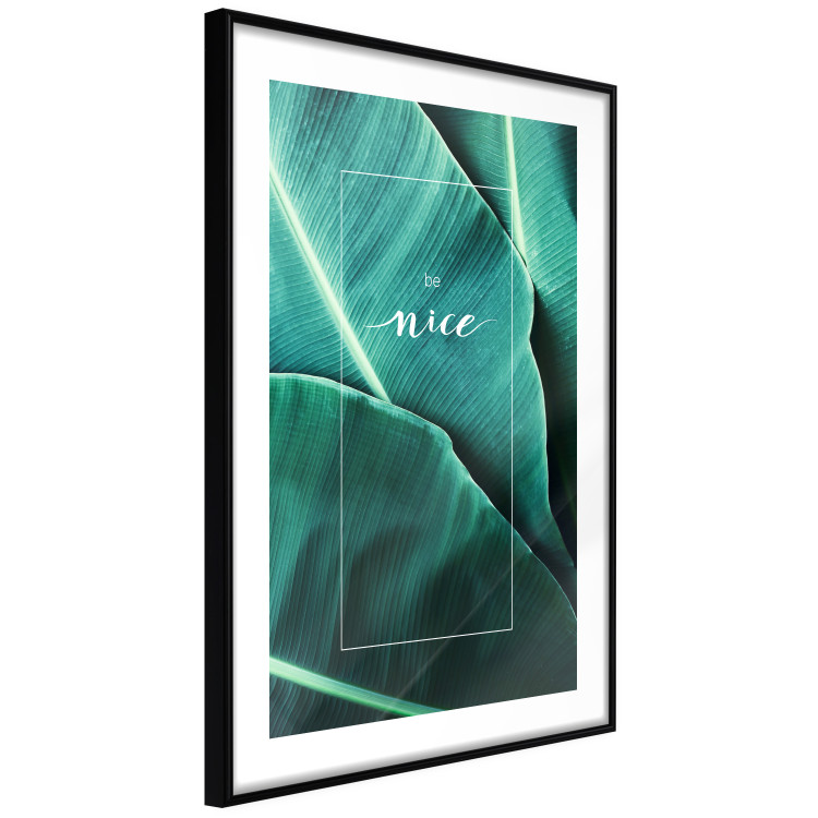 Poster Be nice - composition with tropical green leaves and English texts 115009 additionalImage 11