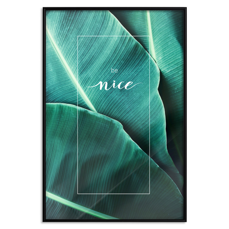Poster Be nice - composition with tropical green leaves and English texts 115009 additionalImage 18