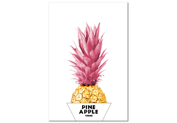 Canvas Stylish pineapple - artwork with golden-pink fruit in a white box 115309