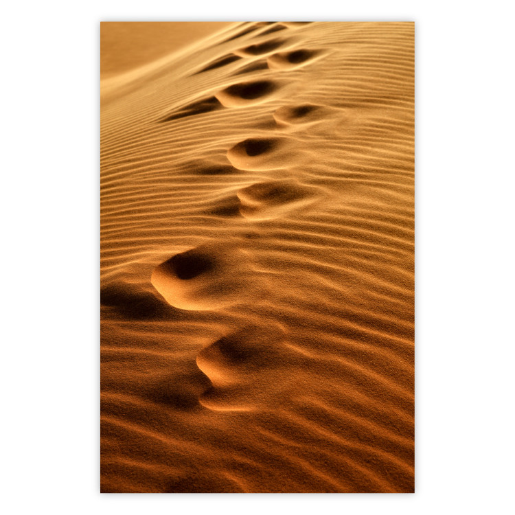 Wall Poster Footprints in the Sand - a desert dune landscape in shades of orange 116509