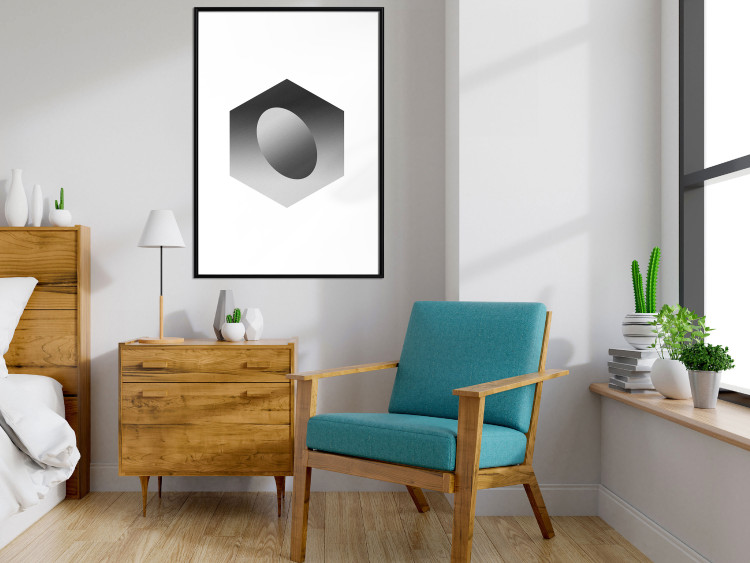 Poster Egg in Hexagon - black and white composition in geometric shapes 116609 additionalImage 6