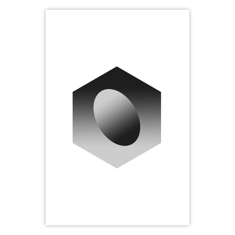 Poster Egg in Hexagon - black and white composition in geometric shapes 116609 additionalImage 25