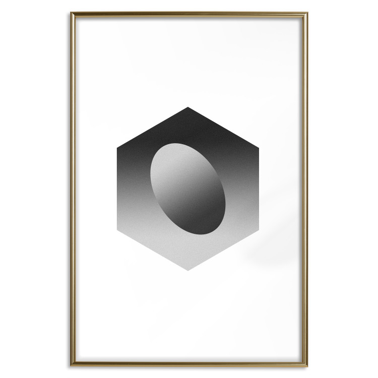 Poster Egg in Hexagon - black and white composition in geometric shapes 116609 additionalImage 16