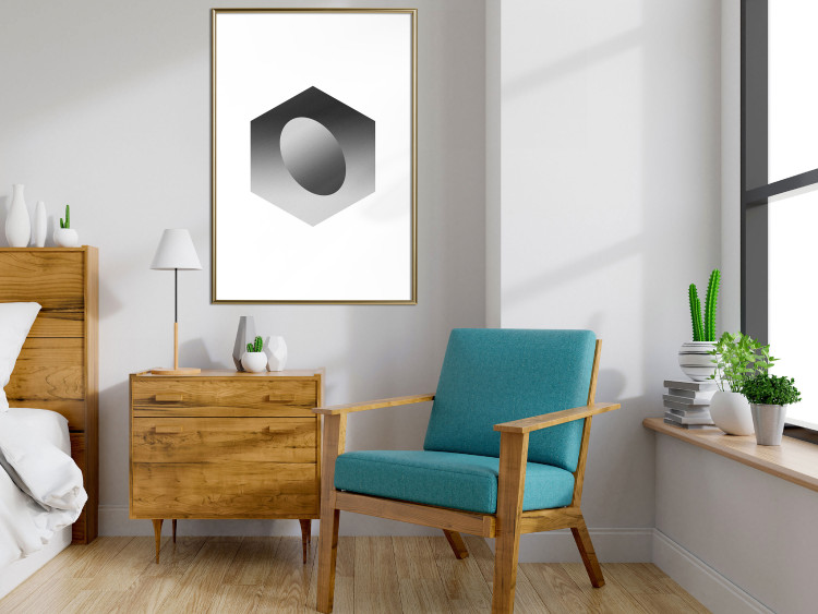 Poster Egg in Hexagon - black and white composition in geometric shapes 116609 additionalImage 13