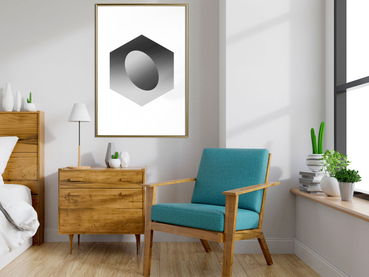 Poster Egg in Hexagon - black and white composition in geometric shapes 116609 additionalImage 5