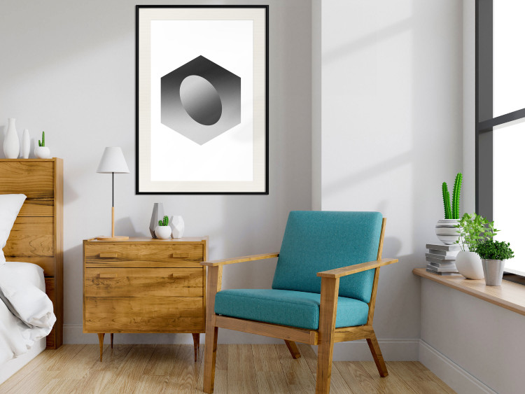 Poster Egg in Hexagon - black and white composition in geometric shapes 116609 additionalImage 22