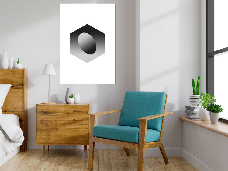 Poster Egg in Hexagon - black and white composition in geometric shapes 116609 additionalImage 4