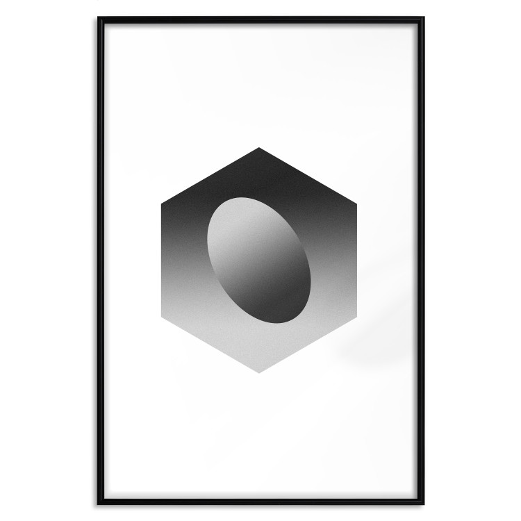 Poster Egg in Hexagon - black and white composition in geometric shapes 116609 additionalImage 15
