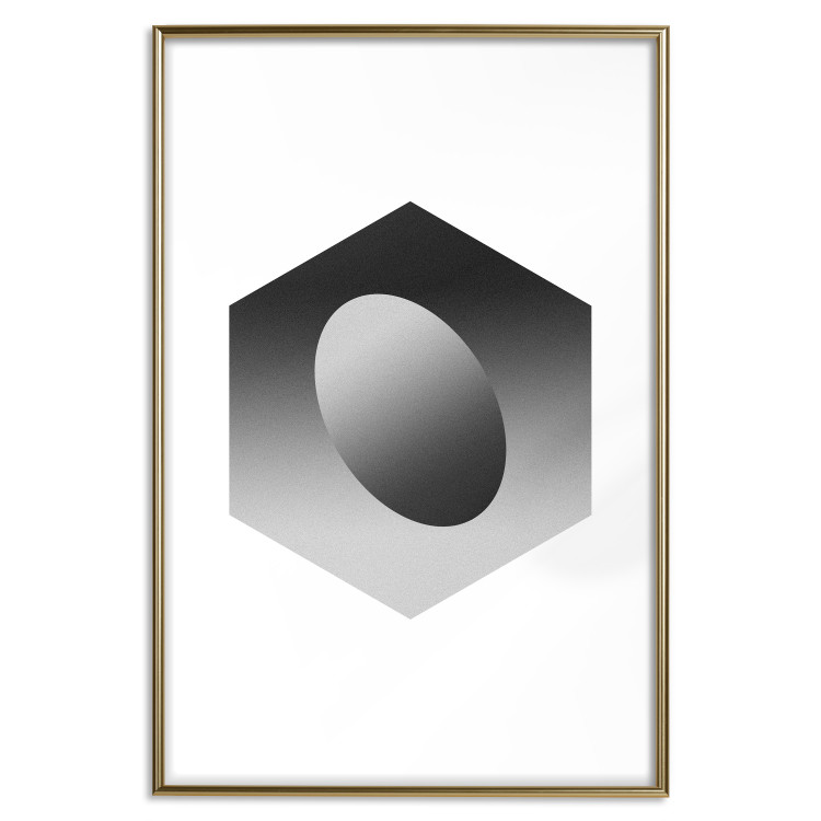 Poster Egg in Hexagon - black and white composition in geometric shapes 116609 additionalImage 20