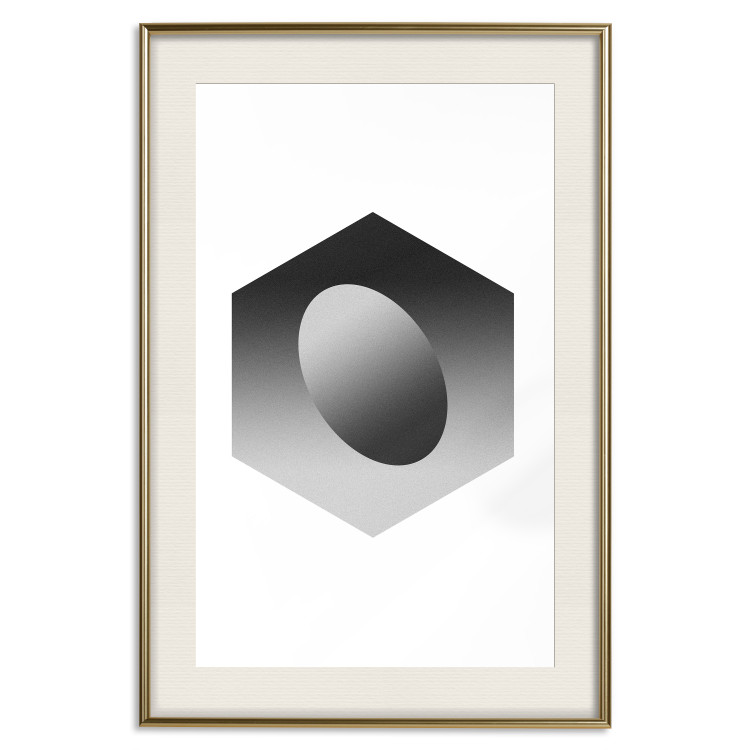 Poster Egg in Hexagon - black and white composition in geometric shapes 116609 additionalImage 19