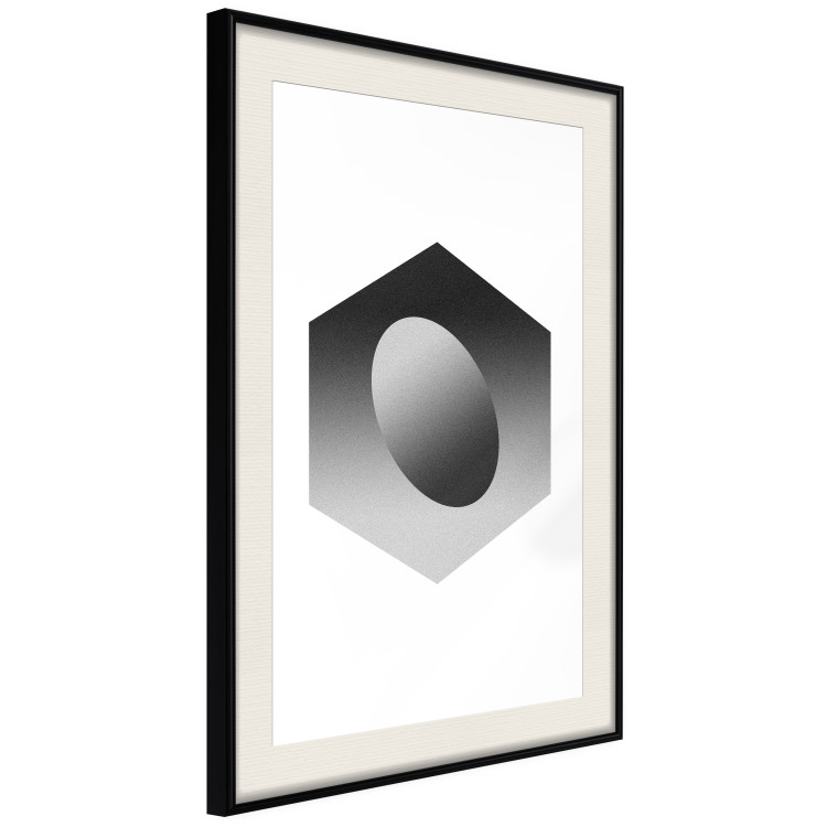 Poster Egg in Hexagon - black and white composition in geometric shapes 116609 additionalImage 3