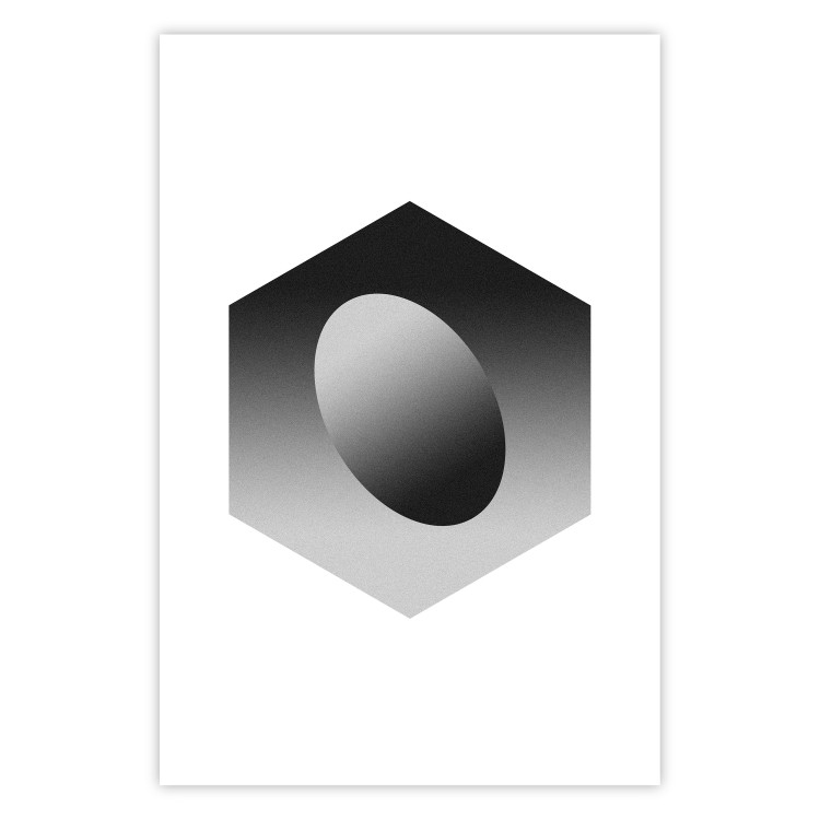 Poster Egg in Hexagon - black and white composition in geometric shapes 116609