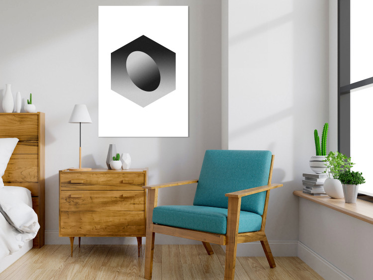 Poster Egg in Hexagon - black and white composition in geometric shapes 116609 additionalImage 23