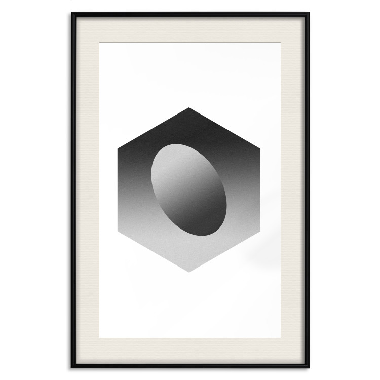 Poster Egg in Hexagon - black and white composition in geometric shapes 116609 additionalImage 18