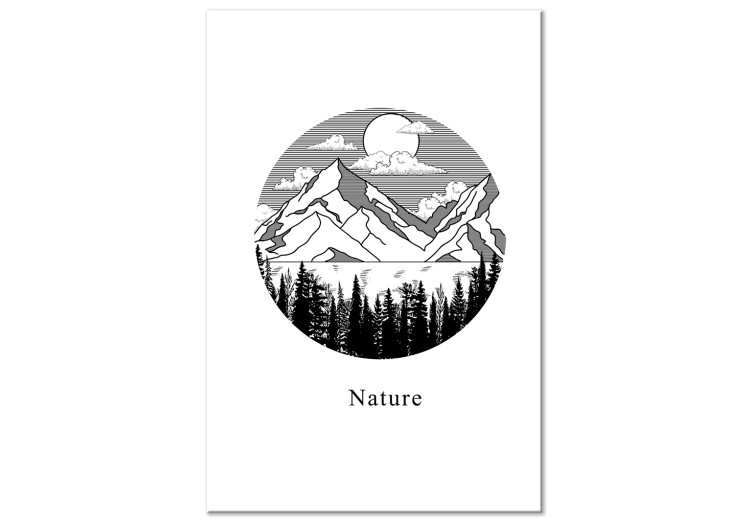 Canvas Mountain land - Minimalist black and white Mountain landscape with an inscription in English 117509