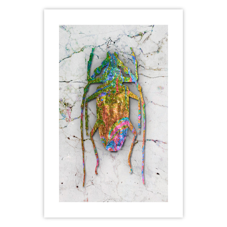 Poster Insect World - unique colorful composition on a marble-textured background 118509 additionalImage 19