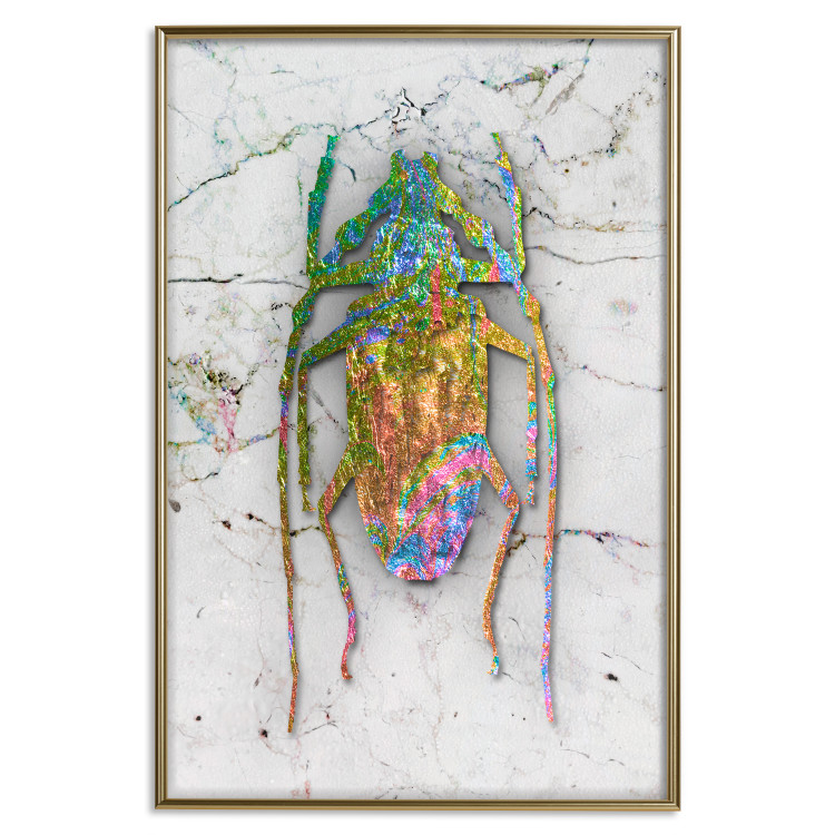 Poster Insect World - unique colorful composition on a marble-textured background 118509 additionalImage 20