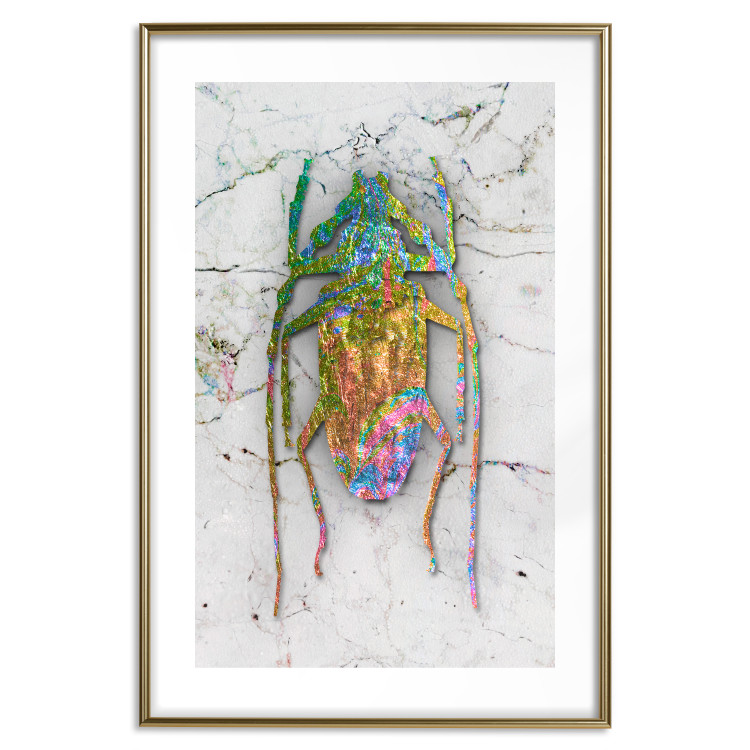Poster Insect World - unique colorful composition on a marble-textured background 118509 additionalImage 14