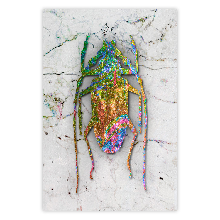 Poster Insect World - unique colorful composition on a marble-textured background 118509