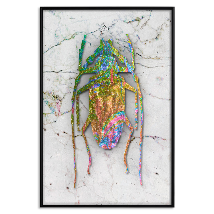 Poster Insect World - unique colorful composition on a marble-textured background 118509 additionalImage 24