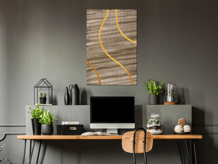 Canvas Golden streams - abstract background with lines with golden ribbons 119109 additionalImage 3