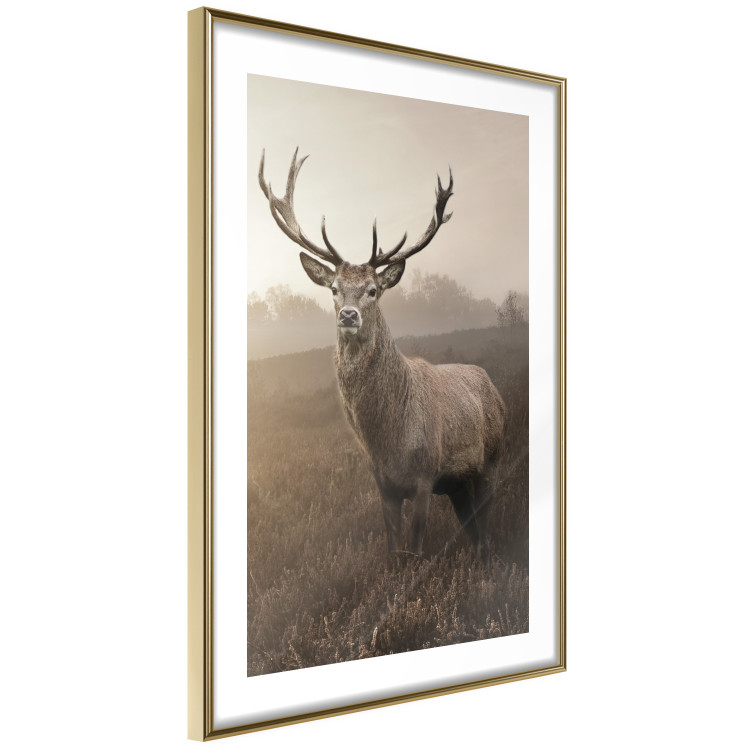 Poster Sepia Deer - autumn landscape with an animal amid field grass 119209 additionalImage 8