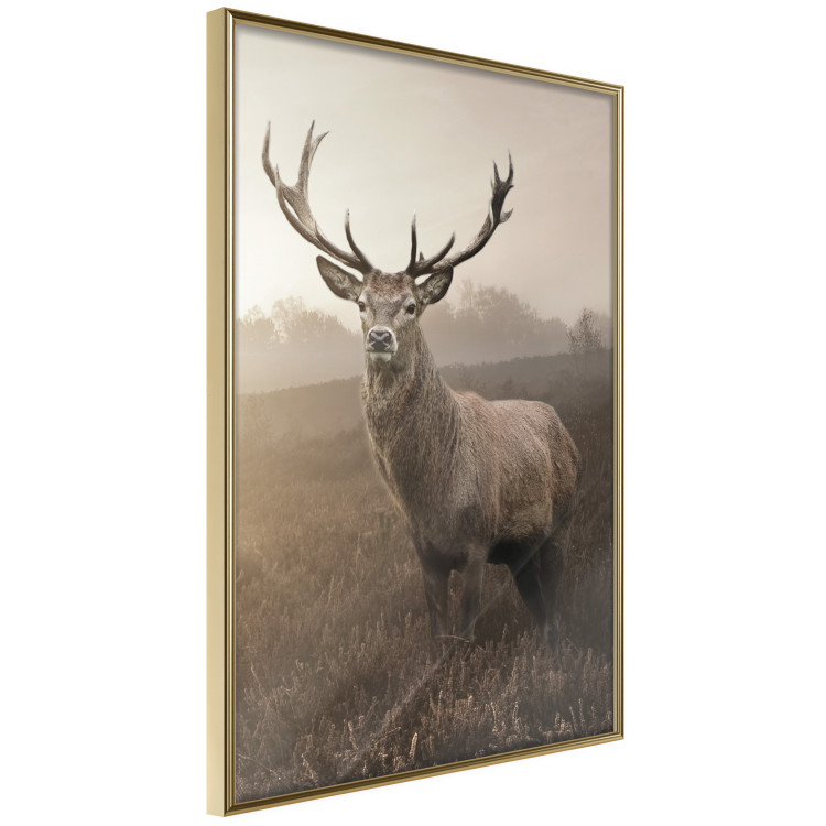 Poster Sepia Deer - autumn landscape with an animal amid field grass 119209 additionalImage 12