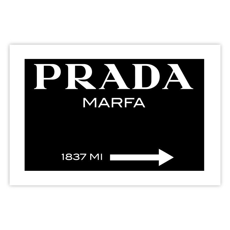 Wall Poster Prada in Black - white English fashion brand name on a black background 122309 additionalImage 25