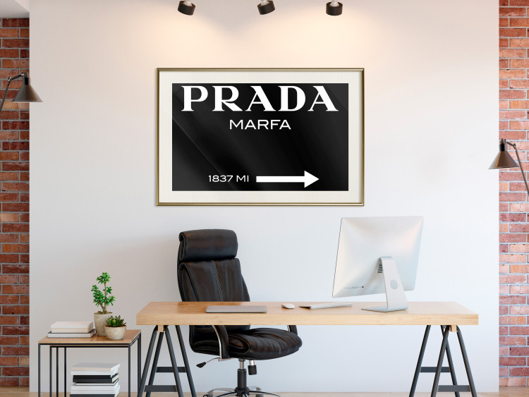 Wall Poster Prada in Black - white English fashion brand name on a black background 122309 additionalImage 21