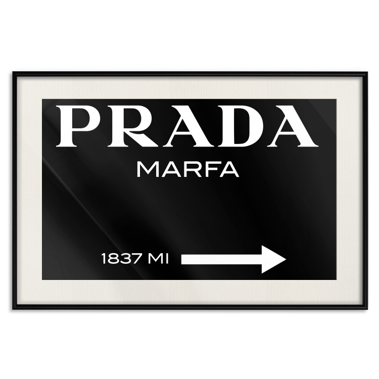 Wall Poster Prada in Black - white English fashion brand name on a black background 122309 additionalImage 18