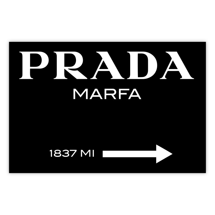 Wall Poster Prada in Black - white English fashion brand name on a black background 122309