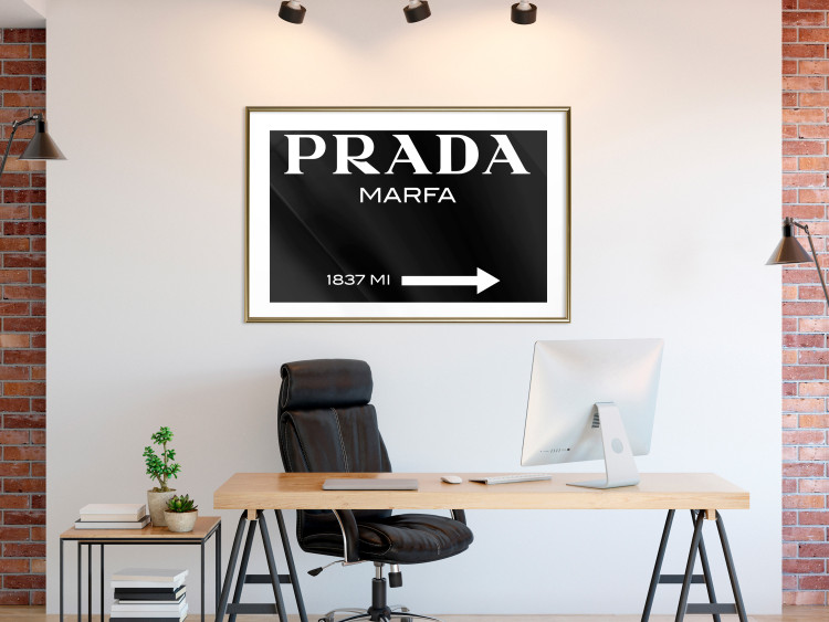 Wall Poster Prada in Black - white English fashion brand name on a black background 122309 additionalImage 15