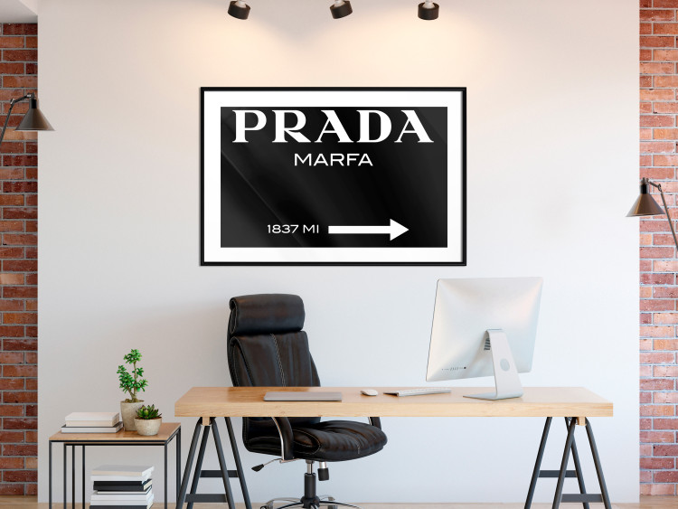 Wall Poster Prada in Black - white English fashion brand name on a black background 122309 additionalImage 6