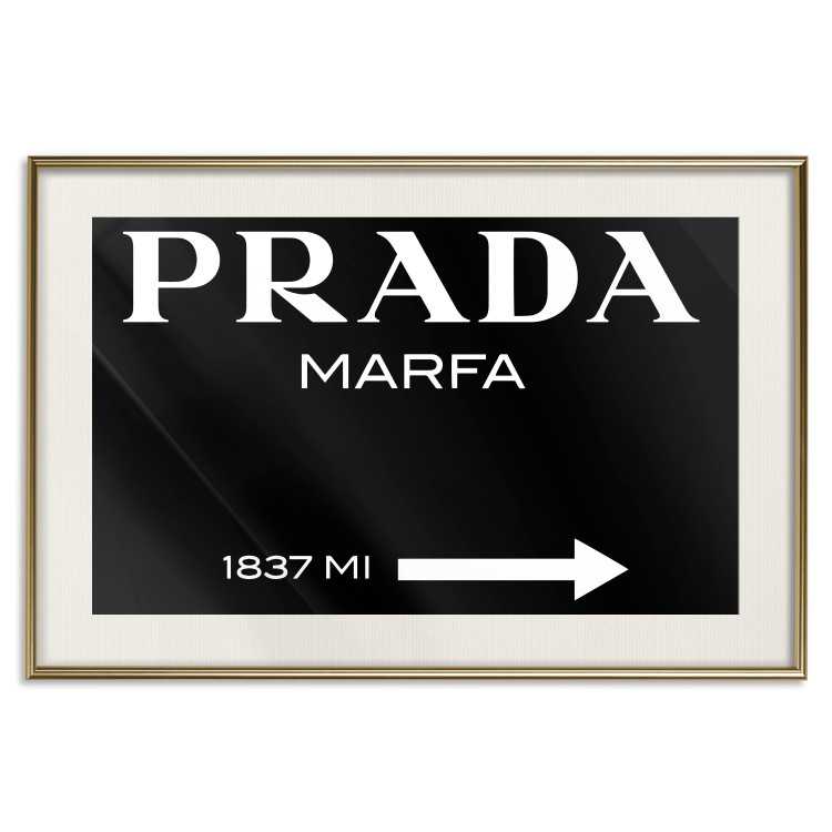 Wall Poster Prada in Black - white English fashion brand name on a black background 122309 additionalImage 19