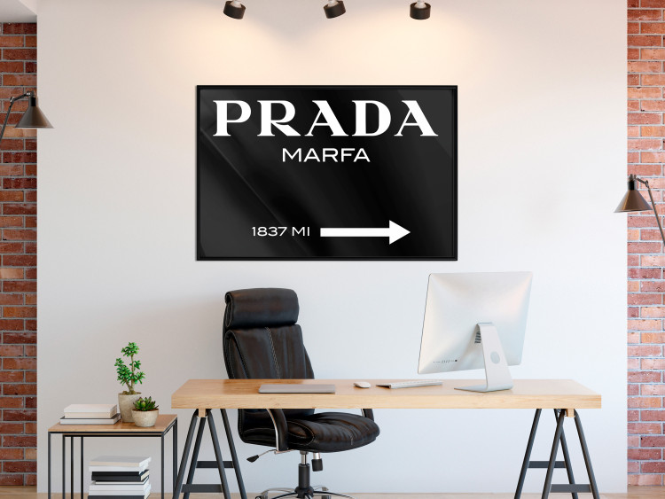 Wall Poster Prada in Black - white English fashion brand name on a black background 122309 additionalImage 5
