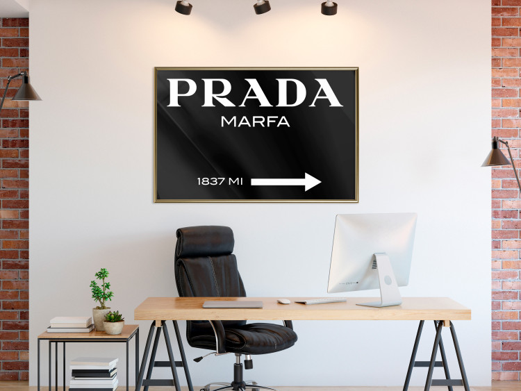 Wall Poster Prada in Black - white English fashion brand name on a black background 122309 additionalImage 7