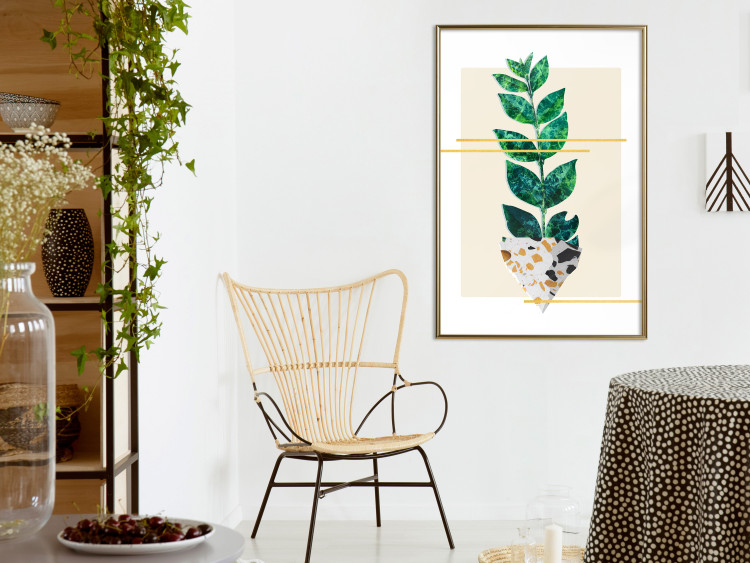 Poster Geometric Nature - abstract plant with leaves on a white background 122609 additionalImage 5