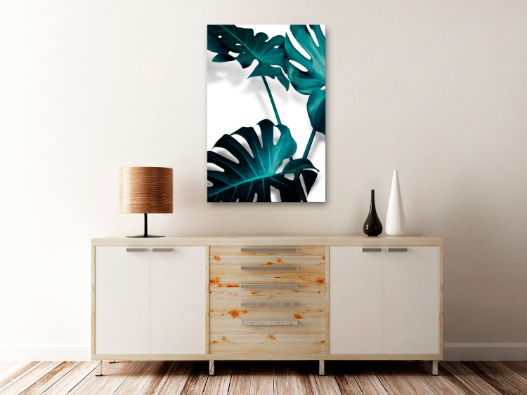 Canvas Art Print Blooming Monstera (1-part) - Emerald Green Color of Plant Nature 123409 additionalImage 3
