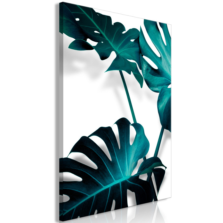 Canvas Art Print Blooming Monstera (1-part) - Emerald Green Color of Plant Nature 123409 additionalImage 2