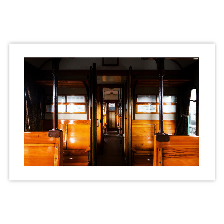 Wall Poster Long Journey - train with wooden seats in vintage motif 123809 additionalImage 25