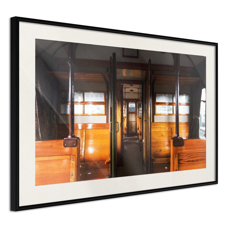 Wall Poster Long Journey - train with wooden seats in vintage motif 123809 additionalImage 3
