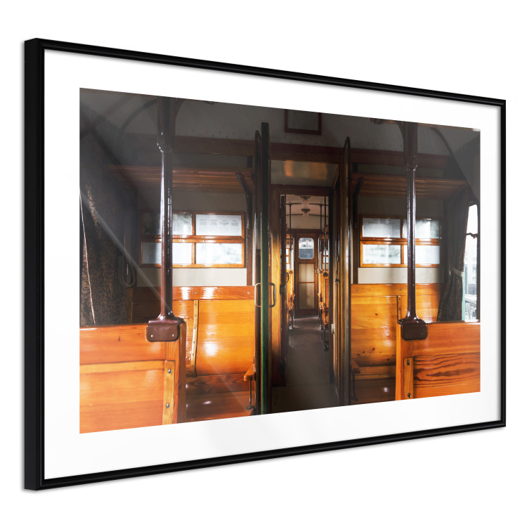 Wall Poster Long Journey - train with wooden seats in vintage motif 123809 additionalImage 13