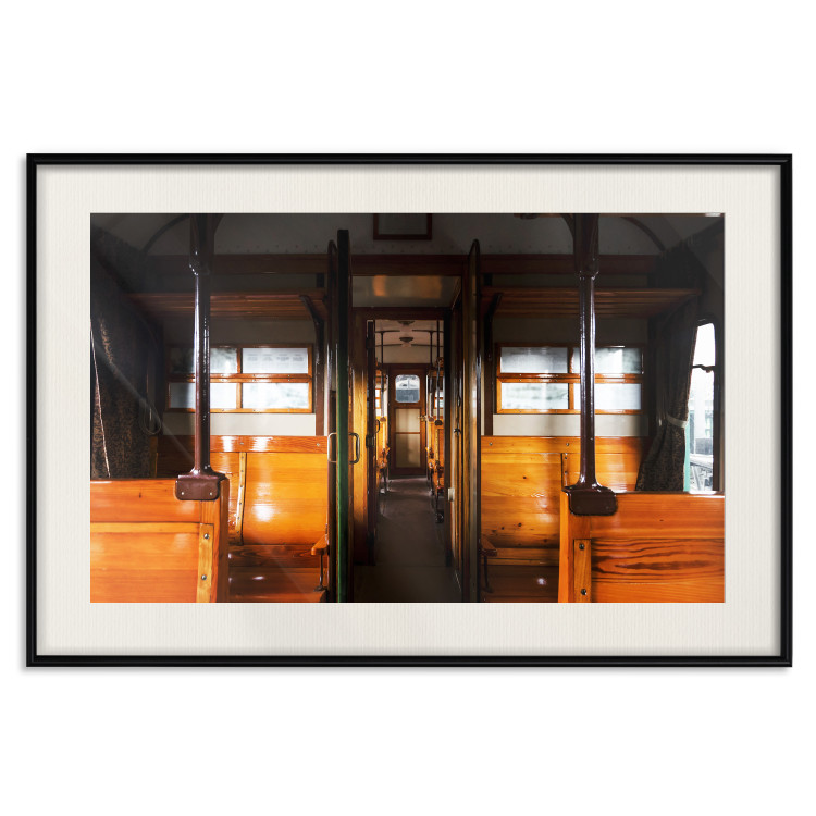Wall Poster Long Journey - train with wooden seats in vintage motif 123809 additionalImage 18