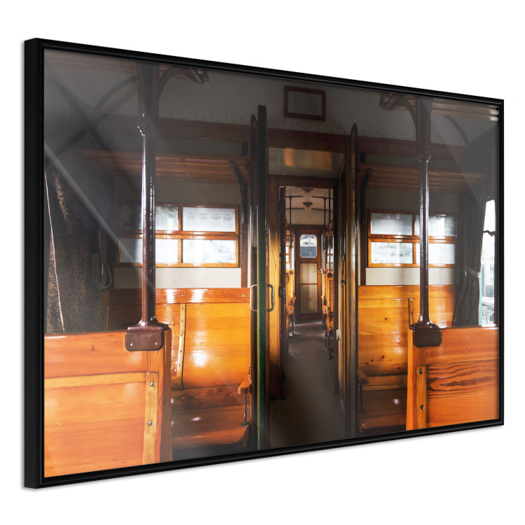 Wall Poster Long Journey - train with wooden seats in vintage motif 123809 additionalImage 12
